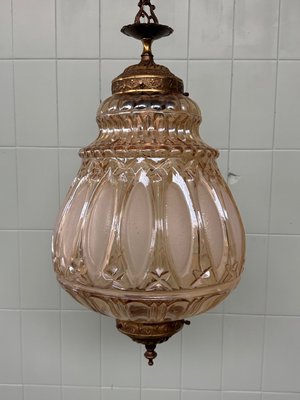 Italian Pendant Chandelier in Glass and Brass, 1970s-FOV-2021156