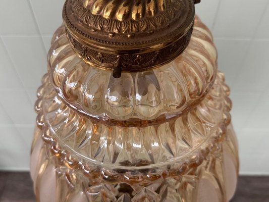 Italian Pendant Chandelier in Glass and Brass, 1970s-FOV-2021156