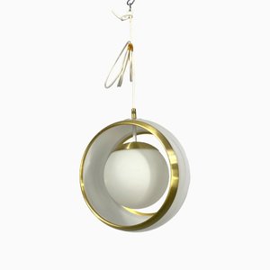 Italian Pendant in Gilded Aluminum and Opaline from Stilux Milano, 1960s-OT-1389520