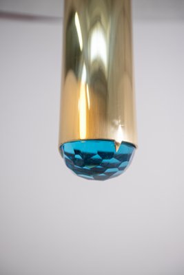 Italian Pendant Lamp in Brass and Blue Art Glass from Ghirò Studio-RCE-1177172