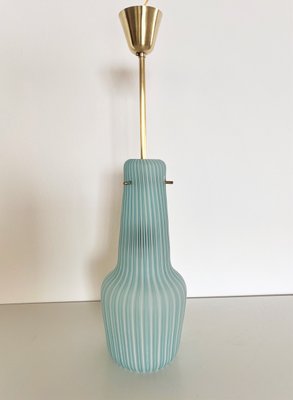 Italian Pendant Lamp in Striped Glass and Brass from Venini, 1960s-VNE-1450162