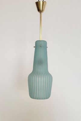 Italian Pendant Lamp in Striped Glass and Brass from Venini, 1960s-VNE-1450162