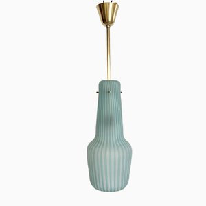 Italian Pendant Lamp in Striped Glass and Brass from Venini, 1960s-VNE-1450162