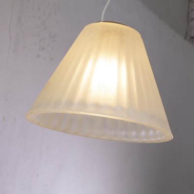 Italian Pendant Lamp in White Murano Acid Glass with Gold Powder, 1980s-MPO-1409134