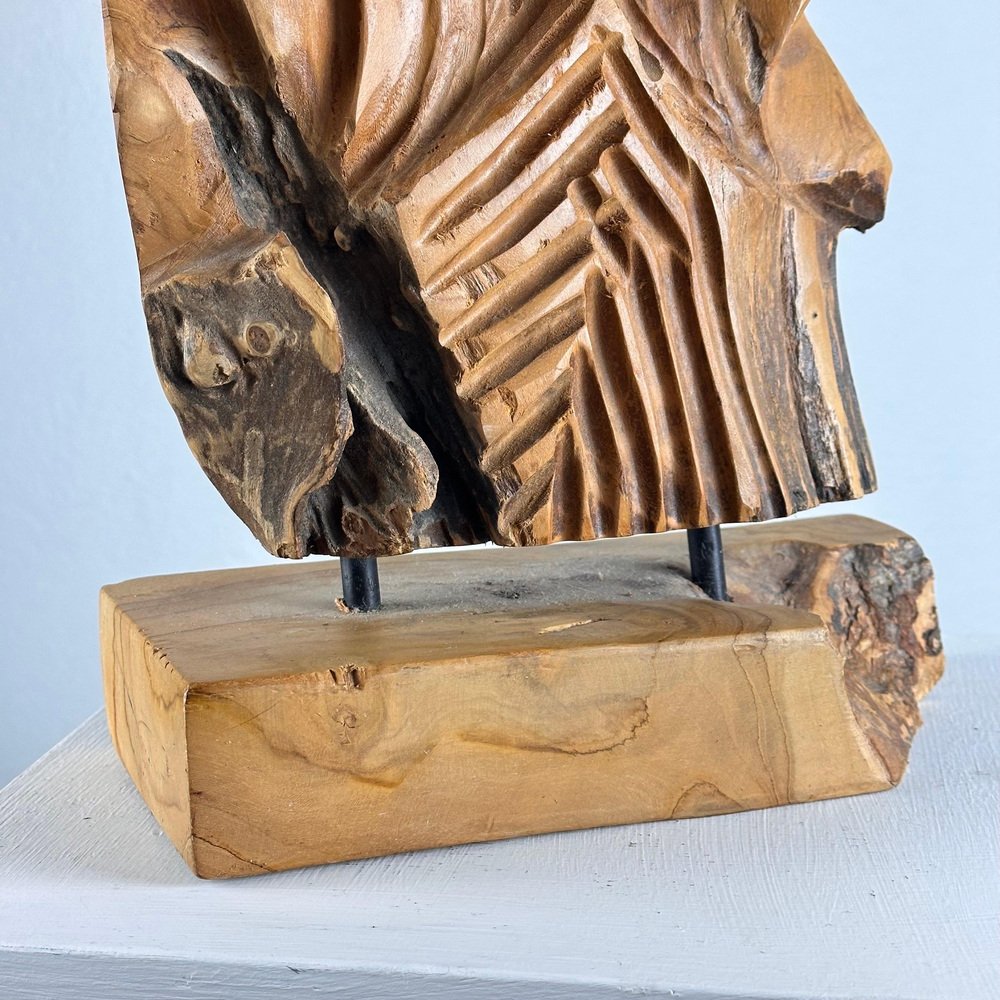 Italian Phytomorphic Abstract Sculpture in Natural Ash, 1960s