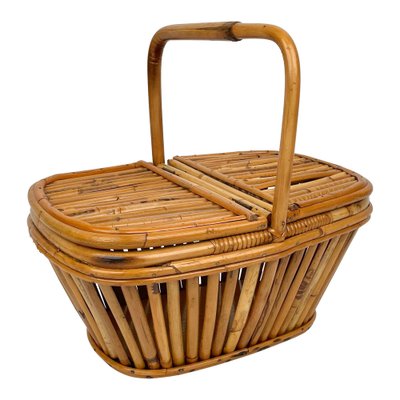 Italian Picnic Basket in Bamboo and Rattan, 1960s-LYQ-1185738