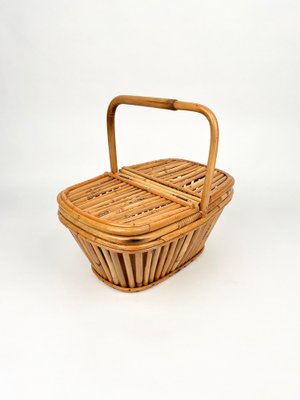 Italian Picnic Basket in Bamboo and Rattan, 1960s-LYQ-1185738