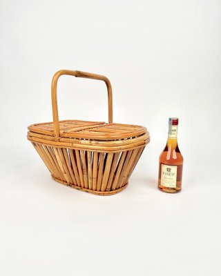 Italian Picnic Basket in Bamboo and Rattan, 1960s-LYQ-1185738