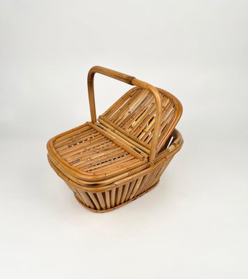 Italian Picnic Basket in Bamboo and Rattan, 1960s-LYQ-1185738