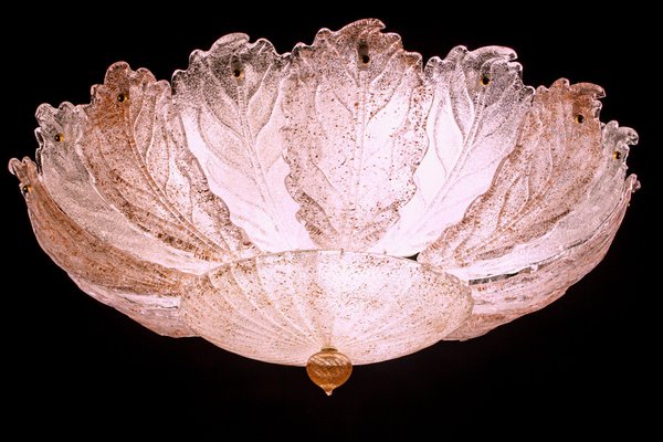 Italian Pink and Clear Murano Glass Leaf Wall Lights, 1970s, Set of 2-MBH-1031930