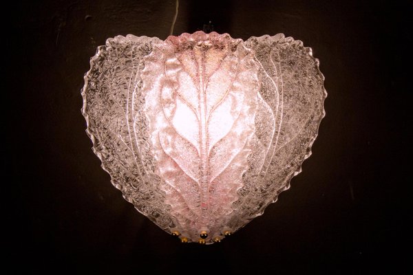 Italian Pink and Clear Murano Glass Leaf Wall Lights, 1970s, Set of 2-MBH-1031930