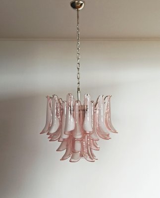 Italian Pink and White Murano Petals Chandelier, Murano-OVO-1235211