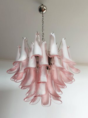 Italian Pink and White Murano Petals Chandelier, Murano-OVO-1235211