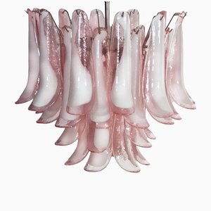 Italian Pink and White Murano Petals Chandelier, Murano-OVO-1235211