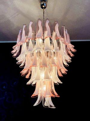 Italian Pink and White Petal Chandeliers, Murano, Set of 2-OVO-1235236