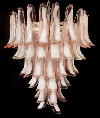 Italian Pink and White Petal Chandeliers, Murano, Set of 2-OVO-1235236