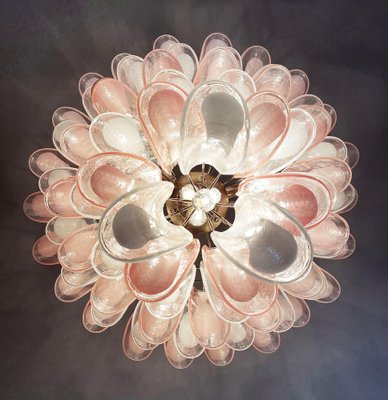 Italian Pink and White Petal Chandeliers, Murano, Set of 2-OVO-1235236