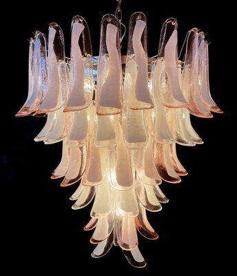 Italian Pink and White Petal Chandeliers, Murano, Set of 2-OVO-1235236