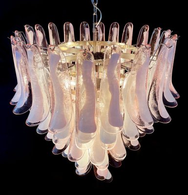 Italian Pink and White Petal Chandeliers, Murano, Set of 2-OVO-1235236