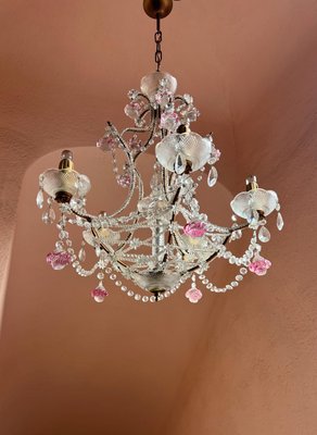 Italian Pink Murano Drop Chandelier, 1920-UWS-2036567