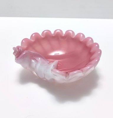 Italian Pink Opaline and Lattimo Glass Shell Bowl by Fratelli Toso, 1960s-JPQ-2027147