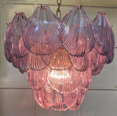 Italian Pink Shell Chandeliers, Murano, Set of 2-OVO-1235222