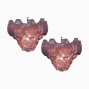 Italian Pink Shell Chandeliers, Murano, Set of 2-OVO-1235222