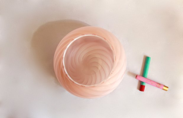 Italian Pink Swirl Murano Glass Caramella Ashtray / Vide Poche, 1970s-HUY-873581