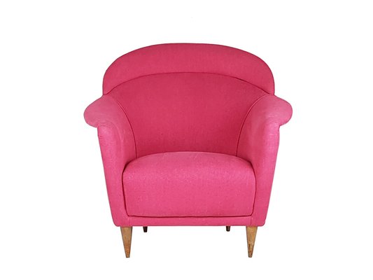 Italian Pink Upholstered Armchair, 1950s-RD-1754351