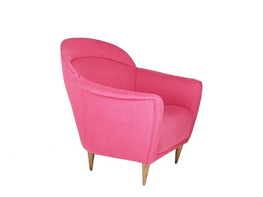 Italian Pink Upholstered Armchair, 1950s-RD-1754351