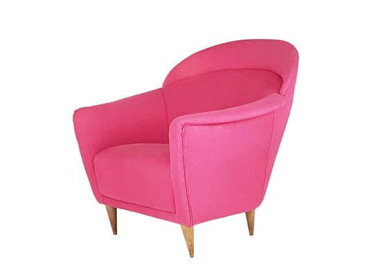 Italian Pink Upholstered Armchair, 1950s-RD-1754351