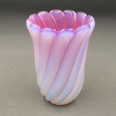 Italian Pink & White Murano Art Glass Flower Vase by Archimede Seguso-WK-1048799