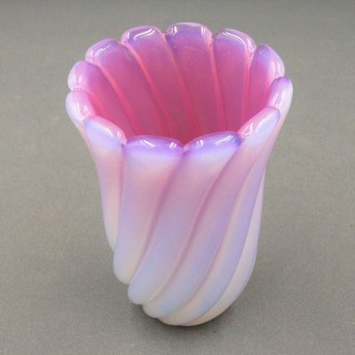 Italian Pink & White Murano Art Glass Flower Vase by Archimede Seguso-WK-1048799