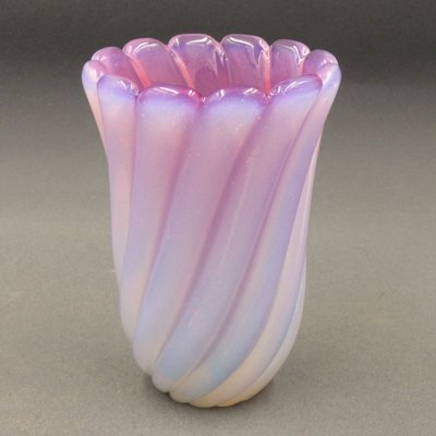 Italian Pink & White Murano Art Glass Flower Vase by Archimede Seguso-WK-1048799