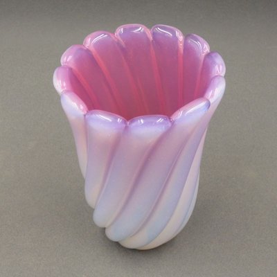 Italian Pink & White Murano Art Glass Flower Vase by Archimede Seguso-WK-1048799