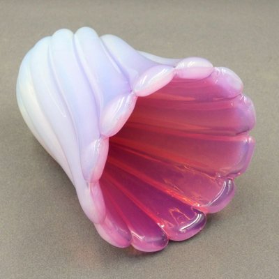 Italian Pink & White Murano Art Glass Flower Vase by Archimede Seguso-WK-1048799