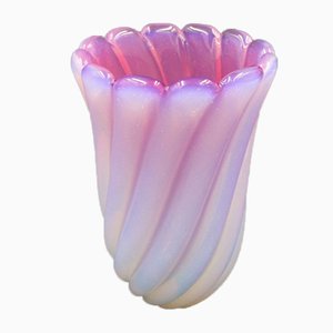 Italian Pink & White Murano Art Glass Flower Vase by Archimede Seguso-WK-1048799