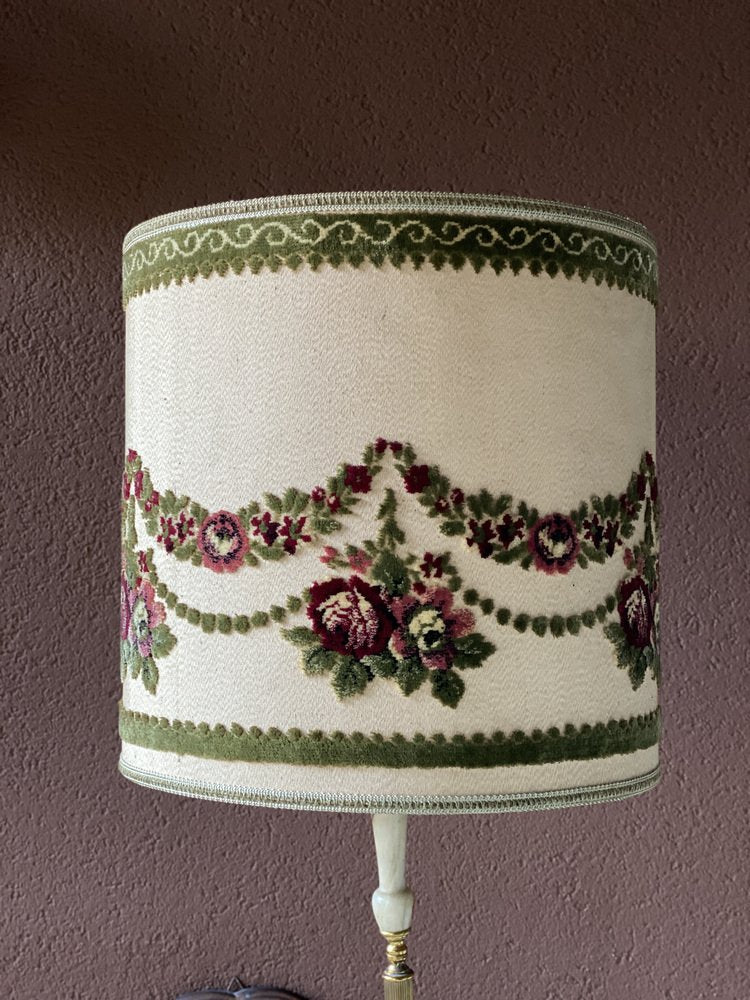 Italian Planning Lamp in Onice Ottone Fabric and Embroidered Velvet, 1940