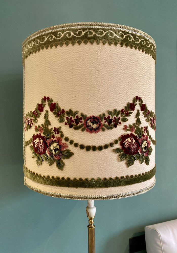 Italian Planning Lamp in Onice Ottone Fabric and Embroidered Velvet, 1940