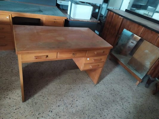 Italian Plywood Veneer Desk, 1950s-RAQ-655133