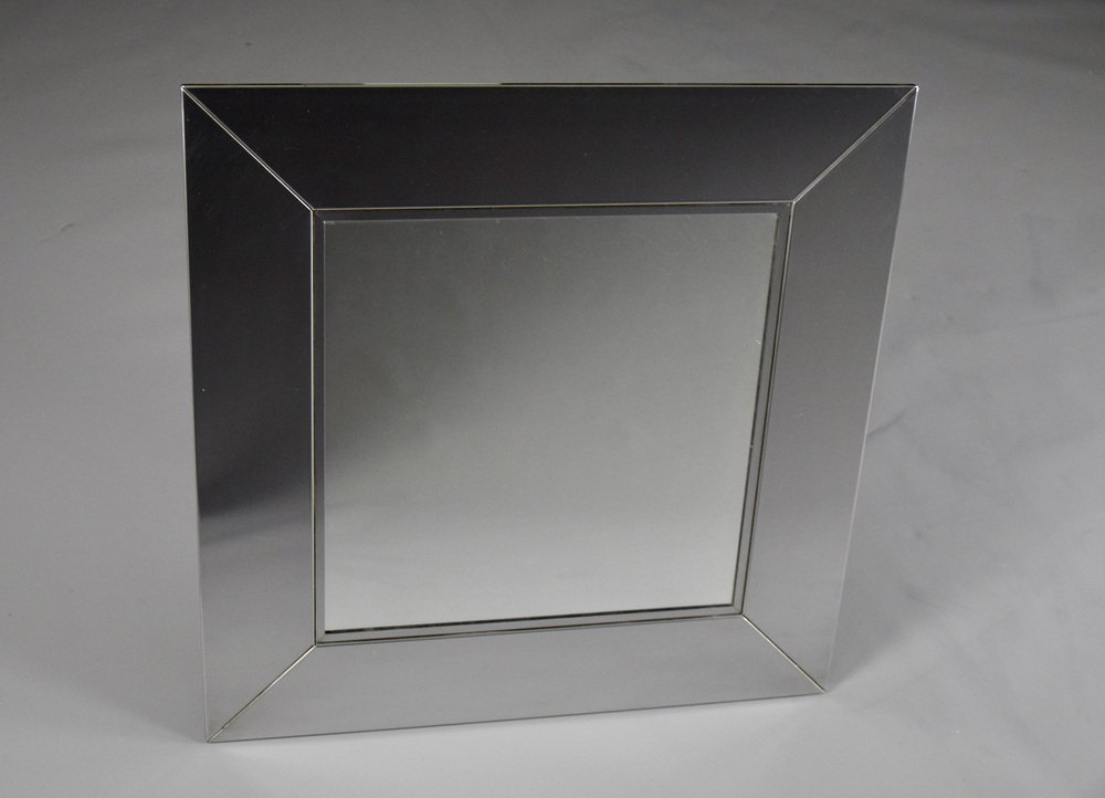 Italian Polished Stainless Steel Wall Mirror, 1970s