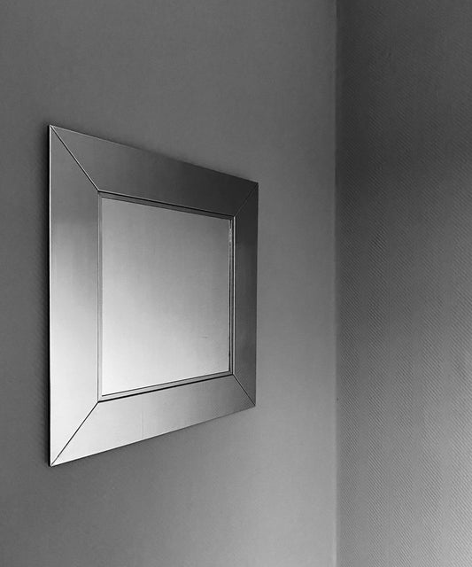 Italian Polished Stainless Steel Wall Mirror, 1970s