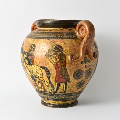 Italian Polychrome Pottery Vase from Pucci, 1930s-IXK-2027224