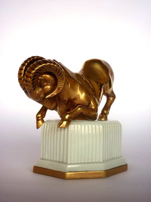 Italian Porcelain Aries Zodiac Statue by Carpiè for Capodimonte, 1960s-GKB-836512