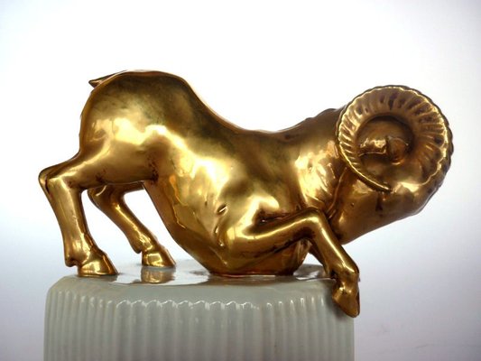 Italian Porcelain Aries Zodiac Statue by Carpiè for Capodimonte, 1960s-GKB-836512