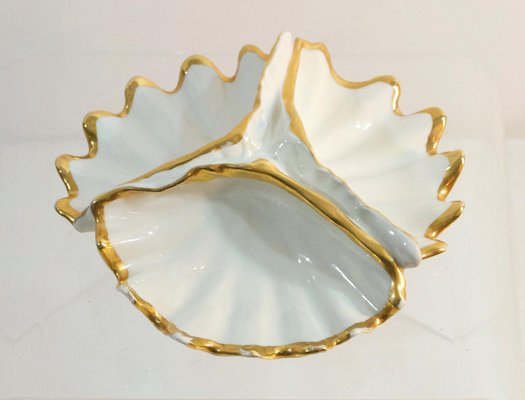 Italian Porcelain Clam Shell Bowl by Capo di Monte, 1960s-FO-589288