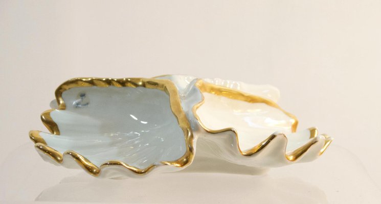 Italian Porcelain Clam Shell Bowl by Capo di Monte, 1960s-FO-589288