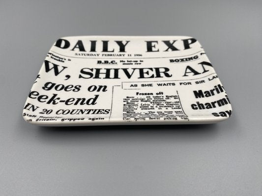 Italian Porcelain Daily Express Newsletter Motif Vide Poch by Piero Fornasetti for Fornasetti Milano, 1956-CZ-1673854