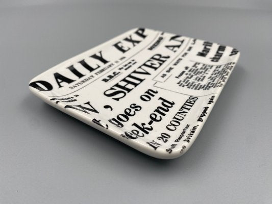 Italian Porcelain Daily Express Newsletter Motif Vide Poch by Piero Fornasetti for Fornasetti Milano, 1956-CZ-1673854