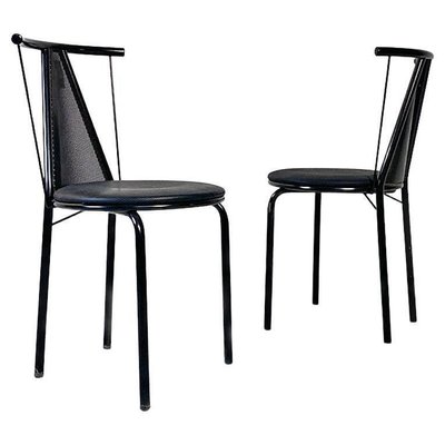 Italian Post Modern Black Metal and Plastic Chairs, 1980s, Set of 2-GDD-1428341